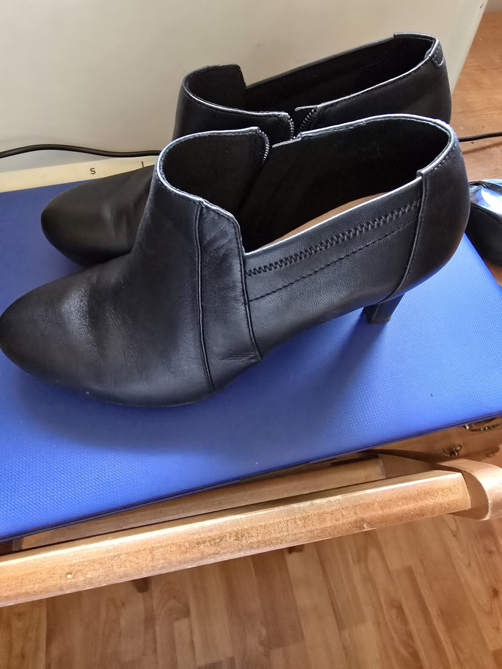 Clarks Black Low Heel Ankle Booties